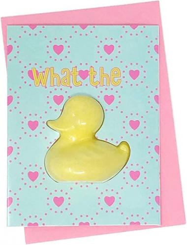 Feeling Smitten Fizzy Bath Bomb Greeting Card, (What The Duck, One Card & Envelope) Card with Natural Bathbomb, Kid Safe Bath Fizzies, Gift for Kids or Adults, 1 Count