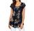 Furnex Women's Short Sleeve Tunic Shirt Pleated Mesh Blouses Summer Floral Tops