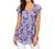 Furnex Women's Short Sleeve Tunic Shirt Pleated Mesh Blouses Summer Floral Tops