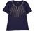 Coral Bay Womens Embroidered Split Neck Short Sleeve Top