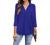 Newchoice Womens Collared V Neck 3/4 Sleeve Shirts Business Casual Tops Loose Work Blouses