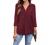 Newchoice Womens Collared V Neck 3/4 Sleeve Shirts Business Casual Tops Loose Work Blouses