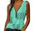 Women's Scoop Neck Casual Sleeveless Shirts Vintage Aesthetic Printing Zipper Plunge Summer Tank Tops and Blouses