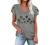 Womens Tops V Neck Summer Petal Sleeve Dandelion Printed Casual Tshirts Floral Fashion Loose Graphic Tee Tops Blouses