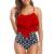 Women Swimsuit Women 2 Piece Split Swimsuit Ruffle Vest High Waist Tummy Bikinishort Floral Swimsuit Bikini Set