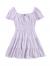SheIn Women's Short Puff Sleeve Ruched Mini A Line Dress Ruffle Tie Front Square Neck Short Dresses