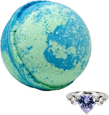 Bubbly Belle Bath Bombs with Surprise Rings Inside, 6oz Bath Fizzies with Pure Essential Oils, Coconut Oil, Kaolin Clay, Epsom Salts, Moisturizes Skin, Starry Night
