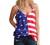 Fashion Women Tank American Flag Print Lace Tops Insert V-Neck Shirt Blouse