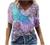 Women's Summer Short Sleeve Tunic Tops V Neck Colorful Floral Printed Tees Shirt Casual Comfy Blouses Tops