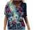 Women's Summer Short Sleeve Tunic Tops V Neck Colorful Floral Printed Tees Shirt Casual Comfy Blouses Tops