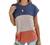 Twotwowin Women's Summer Tunic Tops Color Block Side Twist Knotted Short Sleeve Shirts Casual Blouse