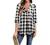 Youtalia Women's Casual V Neck Blouse Cuffed Sleeve Loose Tunic Shirts Tops