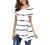 Jouica Women's Short Sleeve Casual Scoop Neck Button Side Shirt Blouse Tunic Top