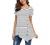 Jouica Women's Short Sleeve Casual Scoop Neck Button Side Shirt Blouse Tunic Top