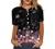 SNKSDGM Womens Button Down Henley Shirts Printing Casual Trendy Tee Shirt Short Sleeve Blouse Dressy Loose Summer Tunic Tops