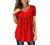 BeadChica Women's Tunic Tops For Leggings Short Sleeve Shirts Botton Up Casual Ruched Blouses Clothes