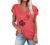 Womens Tops V Neck Summer Petal Sleeve Dandelion Printed Casual Tshirts Floral Fashion Loose Graphic Tee Tops Blouses