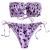 ZAFUL Women's Strapless Ribbed Tie Back Ruffle Cutout Bandeau Bikini Set Swimsuit