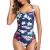 Smismivo Tummy Control Swimwear Halter One Piece Slimming Vintage Retro Swimsuit Womens Ruched Push Up Bathing Suit