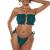 ZAFUL Women's Strapless Ribbed Tie Back Ruffle Cutout Bandeau Bikini Set Swimsuit