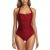 Smismivo Tummy Control Swimwear Halter One Piece Slimming Vintage Retro Swimsuit Womens Ruched Push Up Bathing Suit