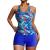 Smooto Bikini Set Women Floral Printed Split Tankini Set Padded Tank Tops with High Waist Boyshorts Swimsuit Beachwear