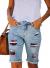 Sidefeel Women Bermuda Shorts Denim Destroyed Raw Hem Shorts Jeans
