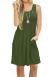 AUSELILY Women's Sleeveless Pleated Tank Empire Waist Casual Dress with Pockets Knee Length