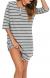 Vlazom Women’s Nightgowns Soft Cotton Stripe Nightdress 3/4 Sleeve Night Shirt Sleepwear with Pockets