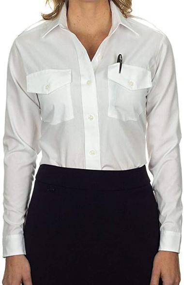 Van Heusen Ladies' Aviator Shirt - Long Sleeve 4 White