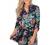 Othyroce Womens Floral Printed Tunic Tops 3/4 Roll Sleeve V Neck Blouses Long Sleeve Shirts for Women