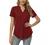 Davenil Women's Short/Long Sleeve V-Neck Tops Loose Tunic Irregular Hem 3/4 Cuffed Sleeve Blouses Casual Rolled Sleeve Shirts