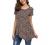 Jouica Women's Short Sleeve Casual Scoop Neck Button Side Shirt Blouse Tunic Top