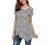 Jouica Women's Short Sleeve Casual Scoop Neck Button Side Shirt Blouse Tunic Top
