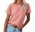Women Tops Short Sleeve Color Block T-Shirts Tees Raglan Casual Loose Fit Tunic Tops