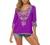 AK Women's Summer Boho Embroidery Mexican Bohemian Tops Peasant 3/4 Sleeve V Neck Shirt Tunic Blouses
