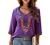 AK Women's Summer Boho Embroidery Mexican Bohemian Tops Peasant 3/4 Sleeve V Neck Shirt Tunic Blouses