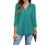 Newchoice Womens Collared V Neck 3/4 Sleeve Shirts Business Casual Tops Loose Work Blouses