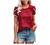 Womens Tops Casual Lace Trim Petal Sleeve Blouse Summer Loose Shirt V Neck Tunic Top Floral Print Blouse for Women