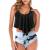 Smooto Tummy Control Swimsuits for Women Swimsuit Two Piece Sunflower Print Retro High Waist Bikini Set Tankini Swimsuit