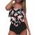 Women Swimsuit Women 2 Piece Split Swimsuit Ruffle Vest High Waist Tummy Bikinishort Floral Swimsuit Bikini Set