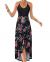 KILIG Women's V Neck Sleeveless Casual Summer Sundresses Asymmetrical Patchwork Floral Maxi Dresses