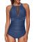 Tempt Me Women One Piece Swimsuit High Neck Plunge Mesh Ruched Monokini Swimwear