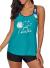 Aleumdr Womens Blouson Striped Printed Strappy T-Back Push up Tankini Top with Shorts