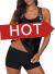 Aleumdr Womens Blouson Striped Printed Strappy T-Back Push up Tankini Top with Shorts