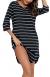 Vlazom Women’s Nightgowns Soft Cotton Stripe Nightdress 3/4 Sleeve Night Shirt Sleepwear with Pockets