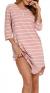 Vlazom Women’s Nightgowns Soft Cotton Stripe Nightdress 3/4 Sleeve Night Shirt Sleepwear with Pockets