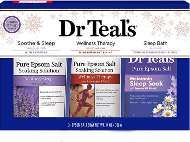 Dr Teal's Epsom Salt Variety Pack Gift Set (Soothe & Sleep with Lavender, Wellness Therapy with Rosemary & Mint, Melatonin Sleep Soak 14 oz. Bags). Treat Your Skin, Your Senses, and Your Stress.