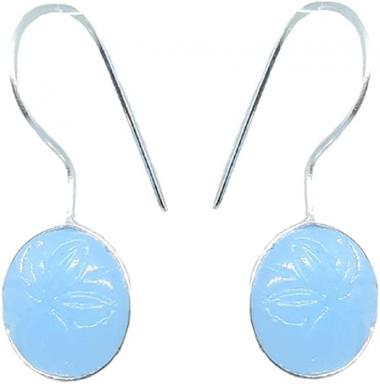 Indian Jewelery Earrings Kundan Round Design Jhumki Silver Oxidised Sky Blue
