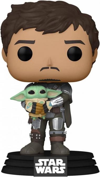 Funko Pop! Star Wars: The Mandalorian - The Mandalorian (Din Djarrin) Holding The Child (Grogu) Vinyl Bobblehead